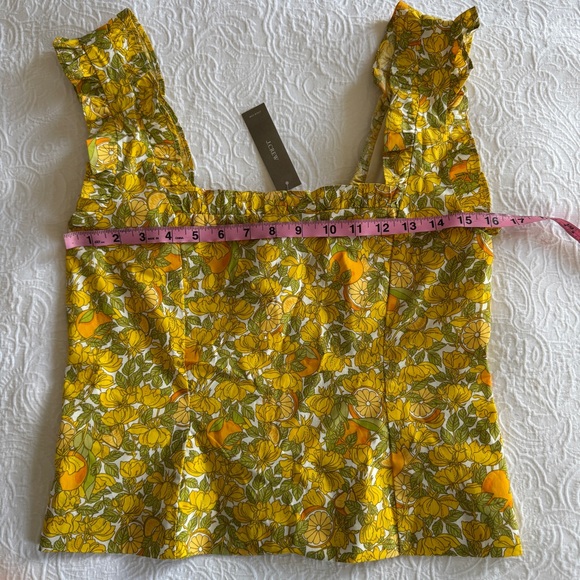 J. Crew Ruffle-trim stretch cotton poplin top in limone print (lemon print) - Picture 8 of 8